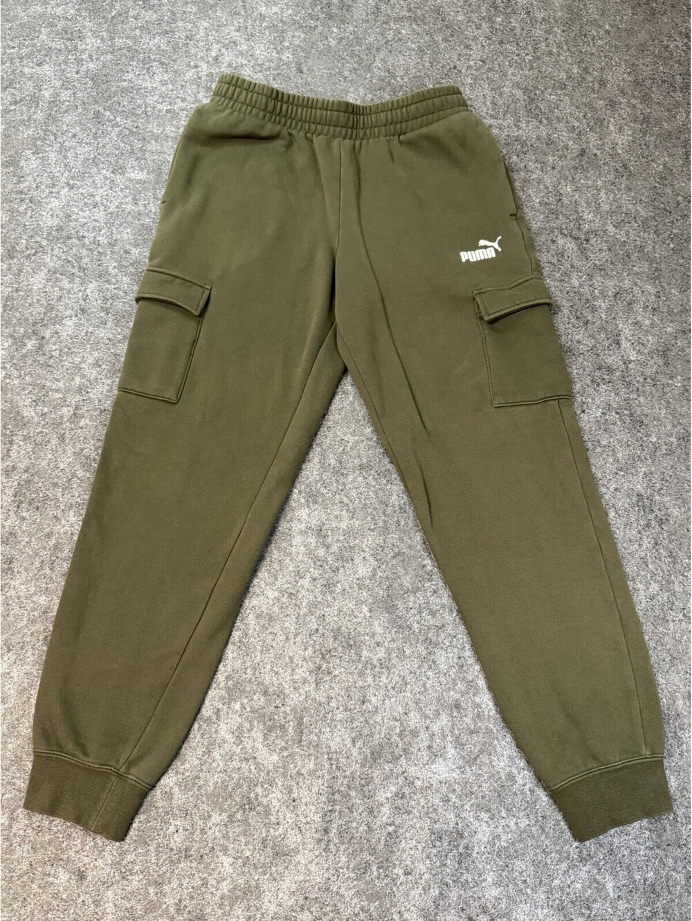 Puma Olive Green Graphic Logo Jogger Sweatpants Mens Medium Casual
